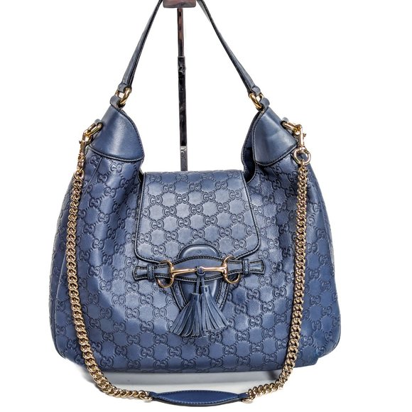 Gucci Handbags - GUCCI Guccissima Emily Blue Shoulder Bag